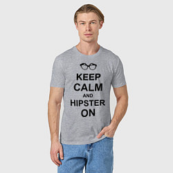 Футболка хлопковая мужская Keep Calm & Hipster on, цвет: меланж — фото 2