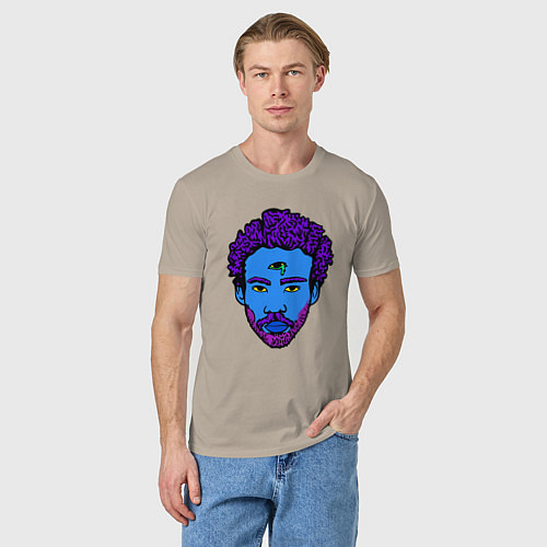 Мужская футболка Childish Gambino синяя голова / Миндальный – фото 3