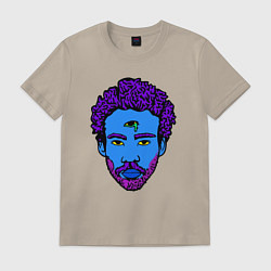 Футболка хлопковая мужская Childish Gambino синяя голова, цвет: миндальный