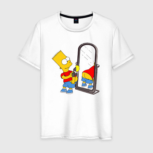 Мужская футболка Барт у зеркала / Белый – фото 1