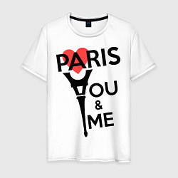 Футболка хлопковая мужская Paris: You & me, цвет: белый