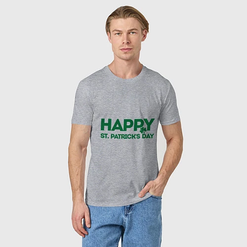 Мужская футболка Happy st. Patriks day / Меланж – фото 3