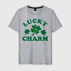 Футболка хлопковая мужская Lucky charm - клевер, цвет: меланж