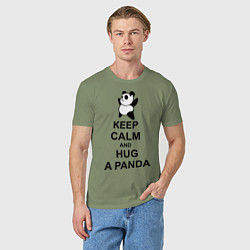 Футболка хлопковая мужская Keep Calm & Hug A Panda, цвет: авокадо — фото 2