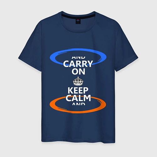 Мужская футболка Keep Calm & Portal / Тёмно-синий – фото 1
