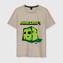 Футболка хлопковая мужская Minecraft Creeper, цвет: миндальный
