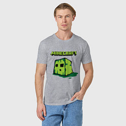 Футболка хлопковая мужская Minecraft Creeper, цвет: меланж — фото 2
