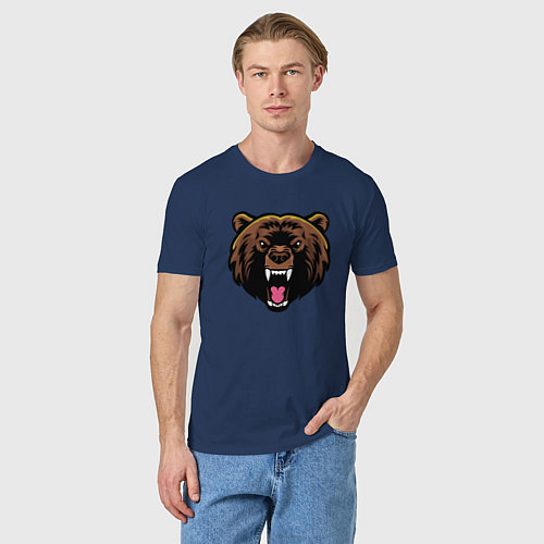 Мужская футболка Злой медведь / Тёмно-синий – фото 3