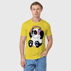 Футболка хлопковая мужская Panda in headphones панда в наушниках, цвет: желтый — фото 2