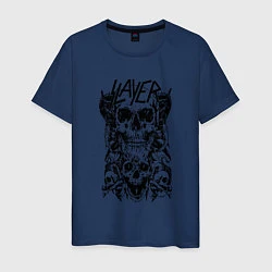 Футболка хлопковая мужская Slayer Skulls, цвет: тёмно-синий