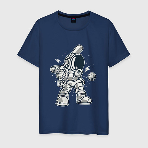 Мужская футболка Космонавт-бейсболист / Тёмно-синий – фото 1