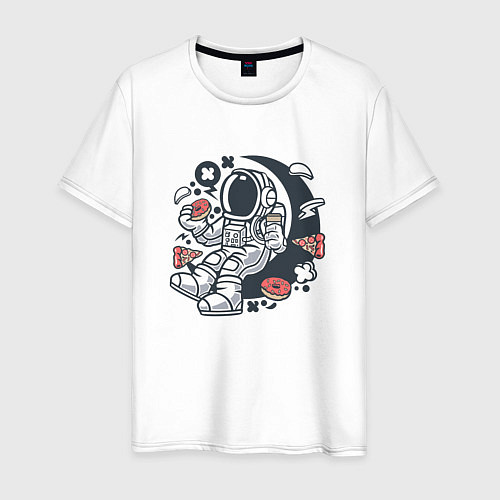 Мужская футболка Космонавт-сладкоежка / Белый – фото 1