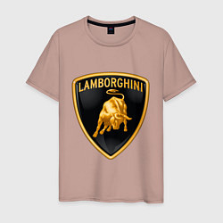 Футболка хлопковая мужская Lamborghini logo, цвет: пыльно-розовый