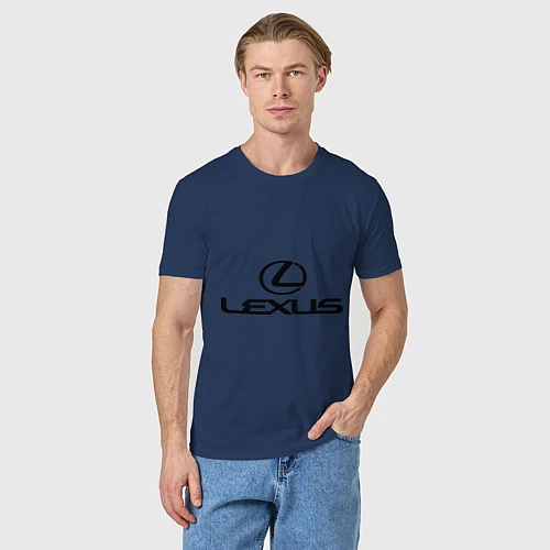 Мужская футболка Lexus logo / Тёмно-синий – фото 3