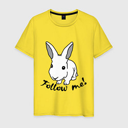 Футболка хлопковая мужская Rabbit: follow me, цвет: желтый