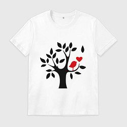 Футболка хлопковая мужская Дерево любви, цвет: белый