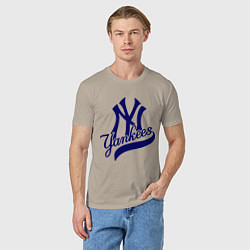 Футболка хлопковая мужская NY - Yankees, цвет: миндальный — фото 2