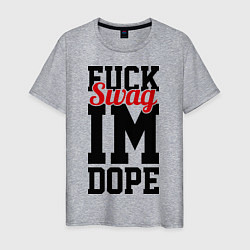 Футболка хлопковая мужская Fuck Swag im Dope, цвет: меланж