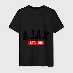 Футболка хлопковая мужская FC Ajax Est. 1900, цвет: черный