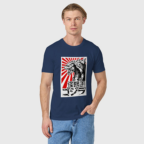 Мужская футболка Godzilla Poster / Тёмно-синий – фото 3