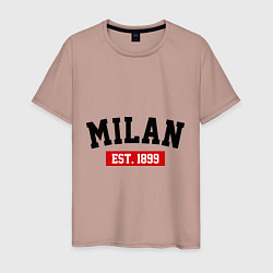 Футболка хлопковая мужская FC Milan Est. 1899, цвет: пыльно-розовый