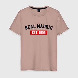 Футболка хлопковая мужская FC Real Madrid Est. 1902, цвет: пыльно-розовый