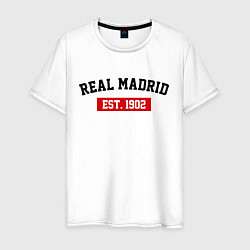 Футболка хлопковая мужская FC Real Madrid Est. 1902, цвет: белый