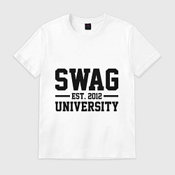 Футболка хлопковая мужская Swag University, цвет: белый