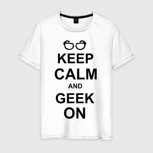 Мужская футболка Кeep calm and geek on / Белый – фото 1