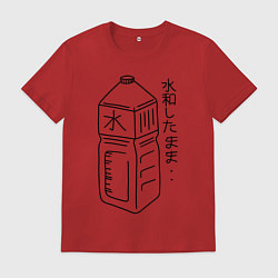Футболка хлопковая мужская Japan Bottle, цвет: красный