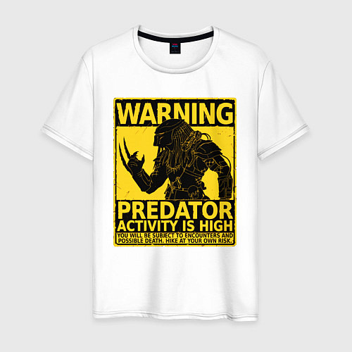 Мужская футболка Warning: Predator / Белый – фото 1