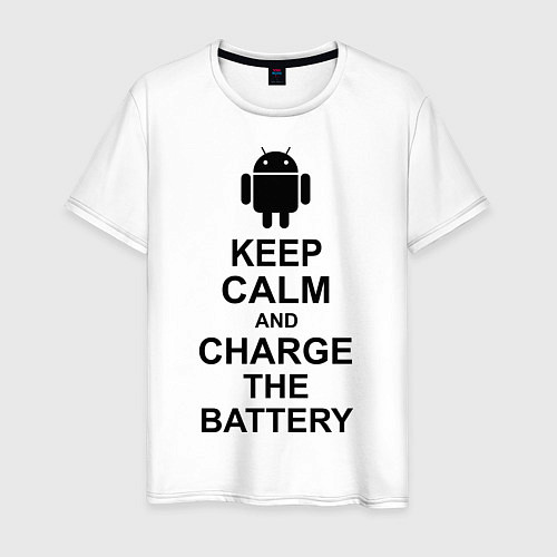 Мужская футболка Keep Calm & Charge The Battery (Android) / Белый – фото 1