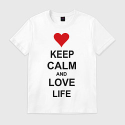 Футболка хлопковая мужская Keep Calm & Love Life, цвет: белый