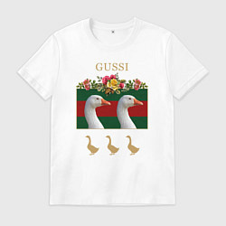 Футболка хлопковая мужская GUSSI: Flowers Style, цвет: белый