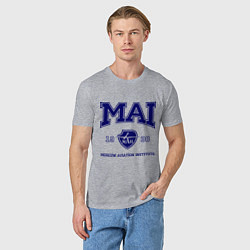 Футболка хлопковая мужская MAI University, цвет: меланж — фото 2