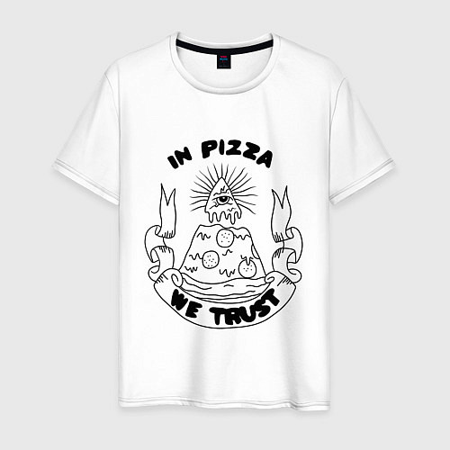 Мужская футболка In Pizza We Trust / Белый – фото 1