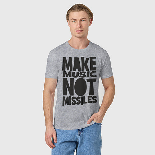 Мужская футболка Make Music Not Missiles / Меланж – фото 3