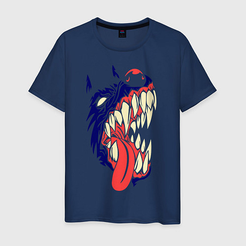 Мужская футболка Разъяренный волк / Тёмно-синий – фото 1