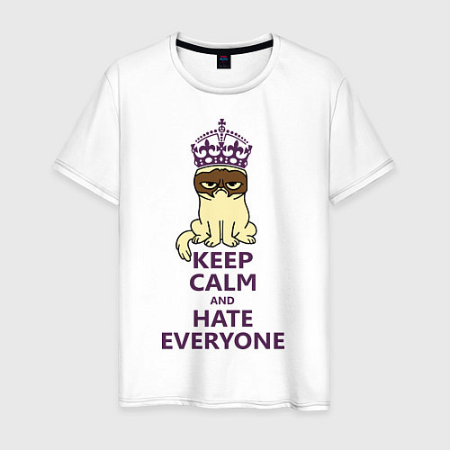 Мужская футболка Keep Calm & Hate Everyone / Белый – фото 1