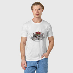 Футболка хлопковая мужская Pretty kitten, цвет: белый — фото 2