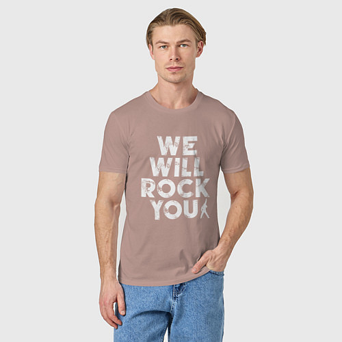 Мужская футболка We Wil Rock You / Пыльно-розовый – фото 3