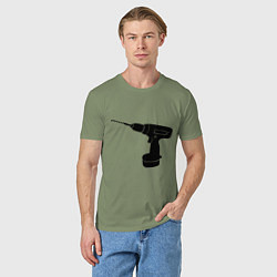 Футболка хлопковая мужская Она: перфоратор, цвет: авокадо — фото 2