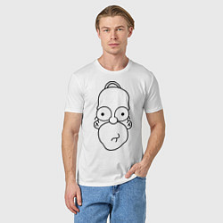 Футболка хлопковая мужская Homer Face, цвет: белый — фото 2