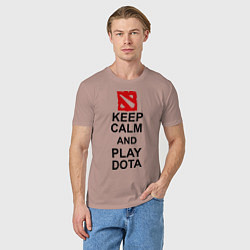 Футболка хлопковая мужская Keep Calm & Play Dota, цвет: пыльно-розовый — фото 2