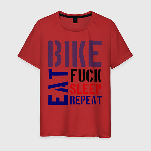 Мужская футболка Bike eat sleep repeat / Красный – фото 1