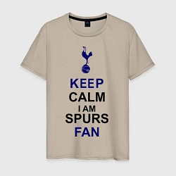 Футболка хлопковая мужская Keep Calm & Spurs fan, цвет: миндальный