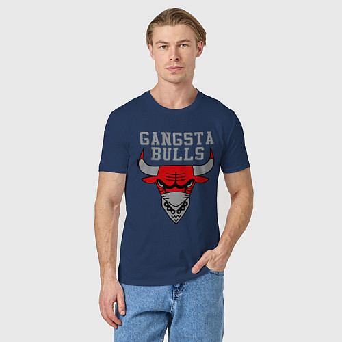 Мужская футболка Gangsta Bulls / Тёмно-синий – фото 3