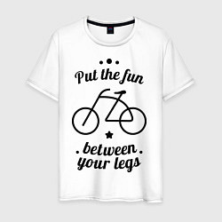 Футболка хлопковая мужская Put the fun between your legs, цвет: белый