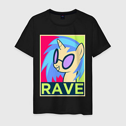 Футболка хлопковая мужская DJ Pon-3 RAVE, цвет: черный