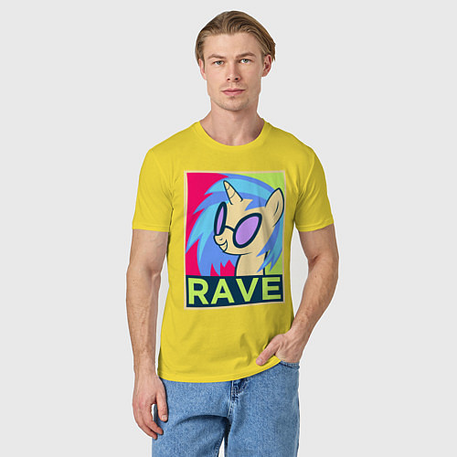 Мужская футболка DJ Pon-3 RAVE / Желтый – фото 3